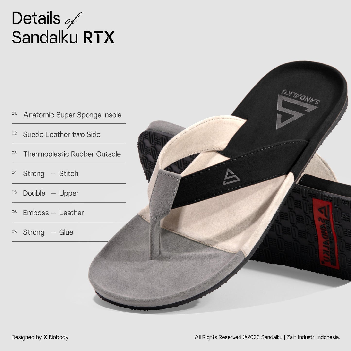 Sandalku - Sandal Pria Flipper RTX BLACK